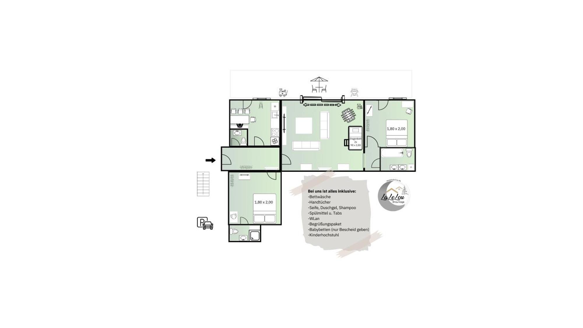 Apartment Lalelou Braunlage, Perfekt Fuer Familien, Zentral Mit Garten 120qm, Inkl Waeschepaket Und Wlan, Boxspringbett, 6 Personen *